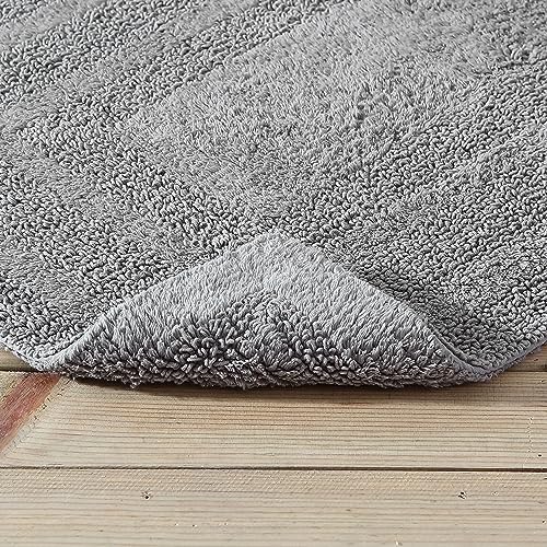 Eddie Bauer - Bathroom Rug, 100% Soft Plush Tufted Cotton Bath Rug, Highly Absorbent, Quick-Dry, and Skid-Resistant Backing (Logan Chrome Grey, 24" x 40") - color: Chrome Grey, style: 24" x 40"