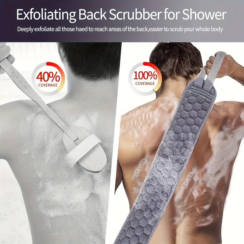 3Pcs Exfoliating Body Scrubber Set, Body Scrubbers, Back Scrubber, Bath Glove and Shower Sponge Loofah for Shower, Bating Exfoliating Scrubbers for Men and Women - color: Gray