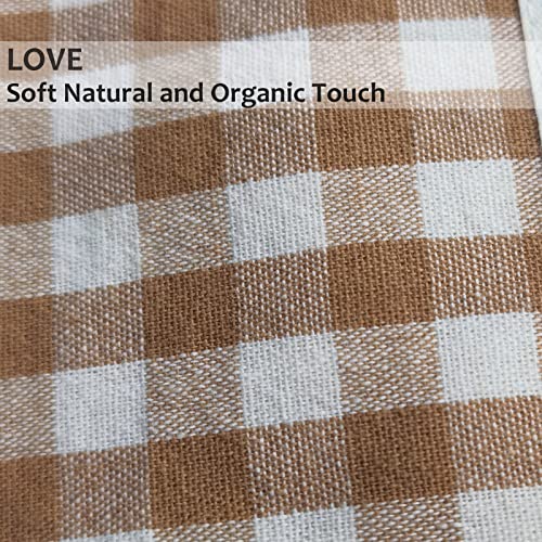 HAPPYHEIDI Khaki Gingham Cotton Makeup Bag Cosmetic Travel Pouch with Bottom, Make Up Purse Organizer, Zipper Closure, Canvas Lined… - color: SX427 Khaki Gingham Cotton