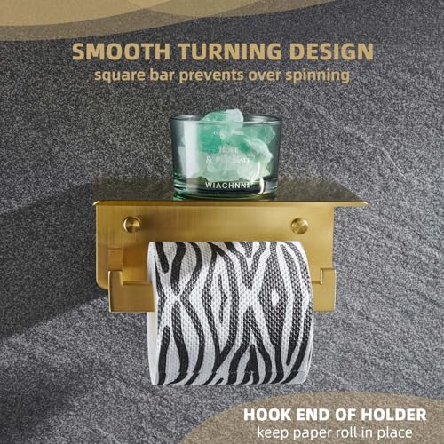 Angle Simple Toilet Paper Holder with Shelf, SUS304 Stainless Steel Bathroom Tissue Roll Holder for Wall, Brushed Dark Gold - color: Brushed Dark Gold, size: Single Rod