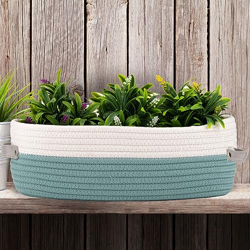 Cotton Rope Woven Toilet Paper Baskets for Organizing Decorative for Boho Decor Small Storage Gift 13"x5.9"x4" Mint Green - color: Mint green