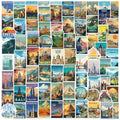 100 Pcs World Travel Stickers Set Cityscape Aesthetic Travel Map Sticker Vinyl Waterproof Stickrs for Water Bottles Suitcase Laptops Journaling Travel - style: City