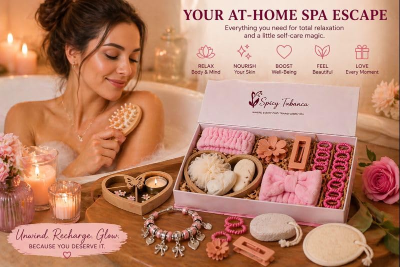 Ultimate 25‑Piece Spa Gift Set for Women – Luxury Self Care Bath Kit with Charm Bracelet, Relaxation Accessories & Premium Magnetic Gift Box – Perfect Birthday, Mother’s Day & Thank‑You Gift - size: Serenity Spa & Sparkle Essentials Box