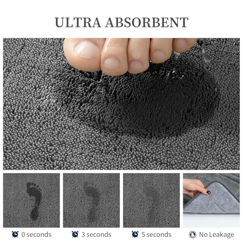 YIHOUSE Bathroom Rugs Sets 2 Piece, Towel-Like Soft Absorbent Thick High Density Memory Foam Bath Mat Set, Non-Slip Machine Washable Bath Rugs for Bathroom, Tub & Shower (32"x20"+24"x17", Dark Grey) - color: Dark Grey, size: 1'8" x 2'8" (17"x24"+20"x32")