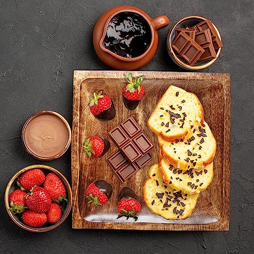 Crocon Square Wood Plates Set of 2, Wooden Dinner Plates Set, 8 Inch & 11 Inch Wood Serving Tray Wooden Plates for Fruit Salad Snacks, Dish Platter Charcuterie Boards, Wood Charger Plates - color: Square Plates - Set of 2 - 8" with 11"
