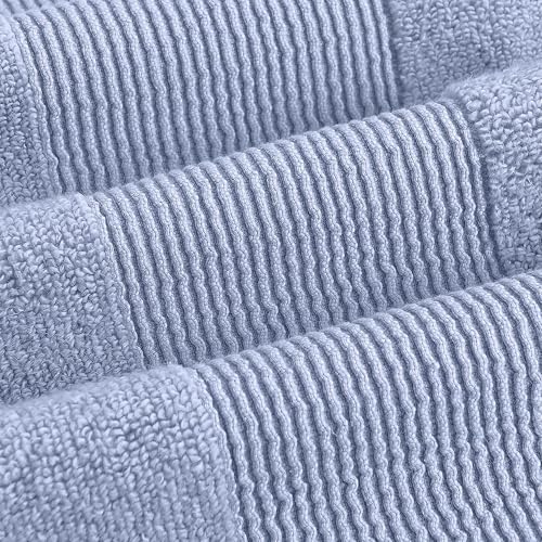 Modern Threads Air Cloud 18-Piece Towel Set - 100% Zero-Twist Cotton, 500 GSM, Quick Dry & Plush, Blue - color: Blue, size: 18 Pcs Towel Set