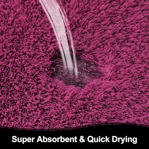 Bathroom Rugs 36"x24", Fluffy Soft Thick Absorbent Bath Mat Rubber Backing Quick Dry, Machine Washable Bath Mats for Bathroom Tub, Floor, Shower, Bedroom Home Decor Accessories, Burgundy - color: Burgundy, size: 36" x 24"