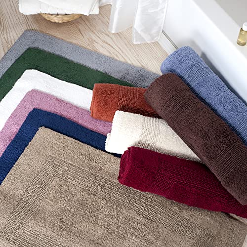 Bathroom Rugs - 2 - Piece Cotton Bathroom Mat Set - Machine Washable Bath Mats for Washroom, Kitchen, or Laundry Room by Lavish Home (Brick) - color: Brick
