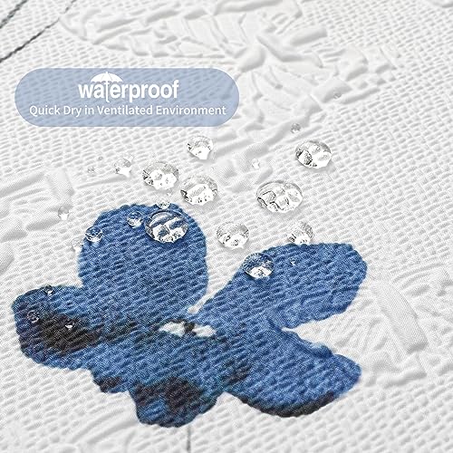 QiyI Watercolor Floral Shower Curtain, 3D Embossed Butterflies Blue Pink Flower Bathroom Curtain, Minimalist White Cloth Bath Curtain, Waterproof Fabric Textured Shower Curtain Set with Hooks, 72x72 - color: Blue, size: 72"W x 72"L (Pack of 1)