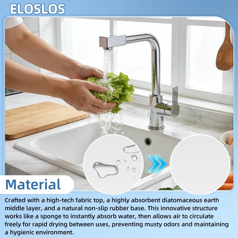 2Pcs 30" L x 5.5" W Customizable Sink Faucet Mat for Kitchen Sink 2 Holes & 3 Holes, DIY Cut for Oval/Rectangle/Square Faucets, Extra Long Quick-Drying Absorbent Splash Guard Counter Protector, White - style: 2 Pcs White