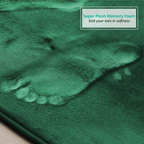 Clara Clark Bathroom Rugs, Velvet Memory Foam Bath Mat, Non-Slip Bath Rugs, Machine Wash, Dries Quickly, Ultra Soft Plush Bath Mats for Bathroom, - color: Hunter Green, style: 17 x 24 + Contour
