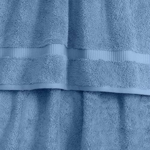 SALBAKOS 100% Turkish Cotton Bath Towels | 4 Piece Turkish Bath Towels Blue 27x54 in Standard Size | Premium Hotel Quality, Super Absorbent, Thick & Plush Turkish Bath Towel (Blue, 4 Bath Towels) - color: Blue, size: 4 Bath Towels