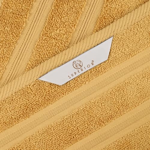 Superior Cotton 8-Piece Towel Set, Soft Plush Essential Towels for Bathroom, Shower, Gym, Spa, Salon, Decor, Includes 2 Bath, 2 Hand, and 4 Face Towels, Zero Twist, Smart Dry Collection, Gold