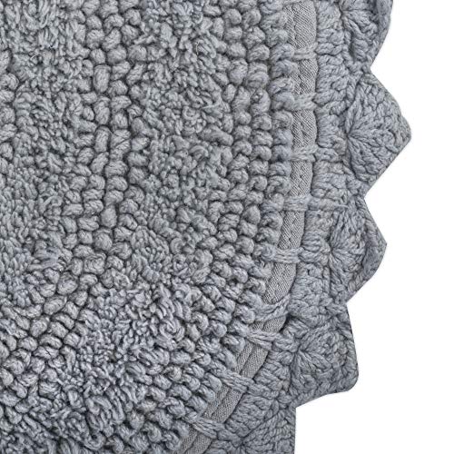 DII Crochet Collection Reversible Bath Mat, Small Oval, 17x24, Gray - color: Grey, size: 1'5" x 2' (Oval)