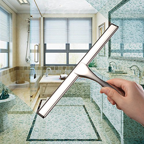 Hiware All-Purpose Shower Squeegee for Shower Doors, Bathroom, Window and Car Glass - Stainless Steel, 10 Inches - color: Silver, size: 10-Inch