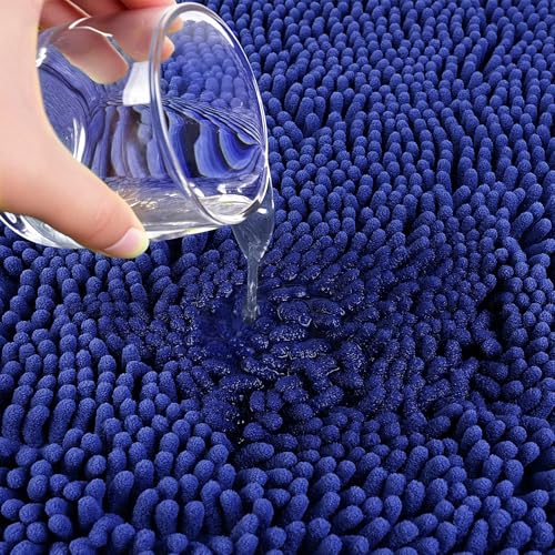 Bathroom Rugs Sets 3 Piece with Adjustable Toilet Seat Cover 19.5"x 18.5" Machine Washable Bath Rug Set with TPR Non Slip Rubber Backing Solid Bath Mat Set for Luxury Bathroom Decoration - color: Royal Blue