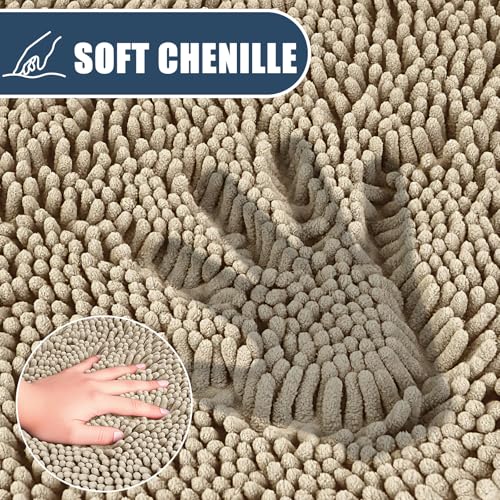 Bathroom Rugs Sets 3 Piece with Adjustable Toilet Seat Cover 19.5"x 18.5" Machine Washable Bath Rug Set with TPR Non Slip Rubber Backing Solid Bath Mat Set for Luxury Bathroom Decoration - color: Beige