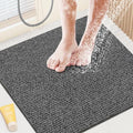 Shower Mat Bathtub Mat Non-Slip,24x24 inch, Soft Tub Mat with Drain,PVC Loofah Bath (Phthalate Free) for Tub and Bathroom,Quick Drying, Black - color: Black, size: 21" x 21" (Rectangular)