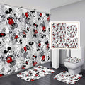 4Pcs Shower Curtain Set with Non-Slip Rugs, Toilet Lid Cover and Bath Mat, Waterproof Polyester Fabric Bathroom Curtain with 12 Hooks, 72 x 72inch1