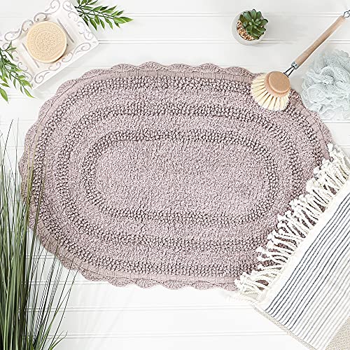 DII Crochet Collection Reversible Bath Mat, Small Oval, 17x24, Dusty Lilac - color: Dusty Lilac, size: 1'5" x 2' (Oval)