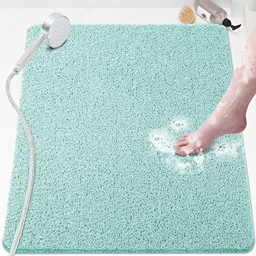 Shower Mat Bathtub Mat Non-Slip,32x24 inch, Soft Tub Mat with Drain,PVC Loofah Bath Mat (Phthalate Free) for Tub and Bathroom,Quick Drying,Green - color: Green, size: 32" x 24" (Rectangular)