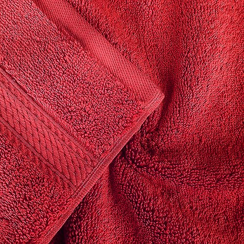 BLUENILEMILLS BNM Madeline Egyptian Cotton Heavyweight Towels, Ideal for Shower, Spa, Hotel, 800 GSM, Face/Washcloths, Hand Towels, Bath Towels, Highly-Absorbent, Luxury, 9 Piece Towel Set, Red - color: Red, size: 9-Piece Towel Set