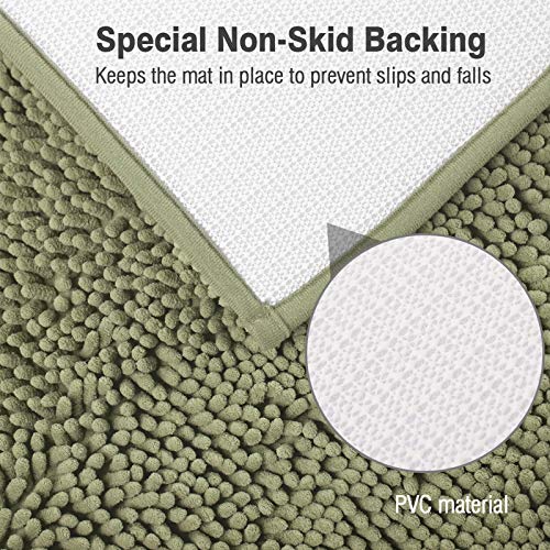 ITSOFT Standard 24"x21" U-Shaped Non-Slip Shaggy Chenille Toilet Contour Bathroom Rug with Water Absorbent, Sage Green - color: Sage Green, size: 24" x 21" (U-Shaped)
