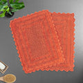 TreeWool 2-Pack Gorjeeus Collection Soft Reversible Bathroom Rug Cotton Bath Mat Set with Crochet Border - Rectangle (19" x 26"; Rust) - color: Rust
