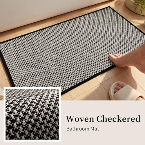 YIHOUSE Thin Bath Mat Black Bathroom Rugs Sets 2 Pieces, Non Slip Absorbent Mats Quick Dry, Woven Rugs Washable, Tapetes para Baño for Bathroom Toliet,Bathtub(17"x24"+17"x32") - color: Black, size: 2Pieces(17"x24"+17"x32")