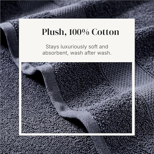 Modern Threads Pax 6-Piece Reversible Yarn Dyed Jacquard Towel Set - Bath Towels, Hand Towels, & Washcloths - Super Absorbent & Quick Dry - 100% Combed Cotton, Denim - color: Blue, style: Wide Stripe