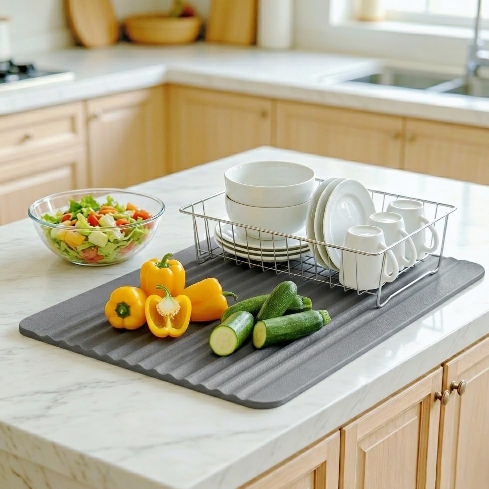 Stone Bath Mat Diatomaceous Earth Shower Mat Non-Slip Ultra Absorbent Durable Stone Mats for Bathroom/Kitchen Fast-Drying Modern Design Easy to Clean (24''*16'' Dark Grey) - color: Dark Grey