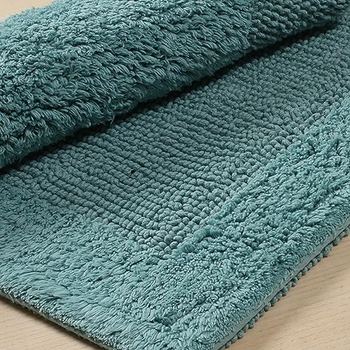 Savi Home 100% Cotton Bath Mat Rug 17x24 – Soft Plush & Highly Absorbent, Reversible Bathroom Step-Out Mat for Shower & Tub, Heavy Weight – Aqua Green - color: Green, size: 1'5" x 2' (Rectangular)