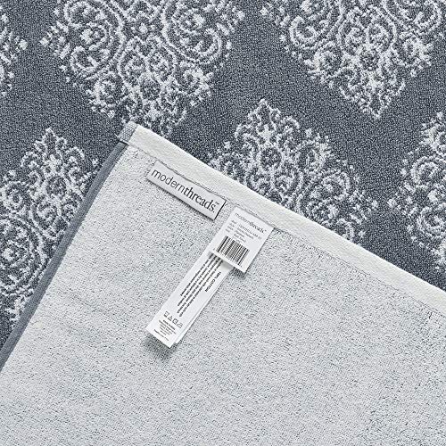 Modern Threads 6 Piece Reversible Yarn Dyed Jacquard Towel Set Artesia Damask Sterling Blue - color: Sterling Blue