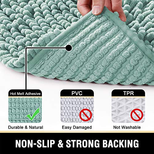H.VERSAILTEX Bath Mats - Non Slip Luxury Chenille Bathroom Rugs, Extra Soft Absorbent Shaggy, Washable Fast Dry 2 Piece (Aqua Foam, 20" x 32"/17" x 24") - color: Aqua Foam, size: 20" x 32" Plus 17" x 24"