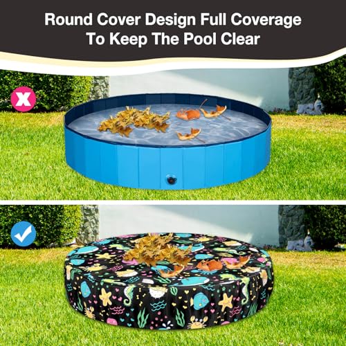 Foldable Round Dog Swimming Pool Cover, for 32 "/63“/48” Collapsible Outdoor Tub, PVC Coating Waterproof and UV Protection, Leakproof Washable Kiddie Pet Small Paddling Bath Accessories - size: M-48*12 inch