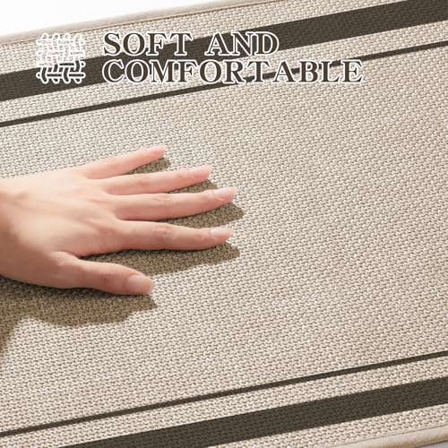chakme Bathroom Rug Sets 5 Piece, Ultra Thin Bath Mat Absorbent, Non Slip, Machine Washable, Light Beige, 17" x 24" / 17" x 30" / 17" x 59" - color: Light Beige, size: 5-Piece (17" x 24" / 17" x 30" / 17" x 59")