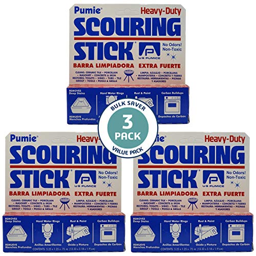 PUMIE 3 Pack Scouring Stick, Toilet Bowl Ring Remover, Heavy Duty Extra Strong Pumice Cleaning Bar, Pumice Stone for Cleaning Toilet Rings, Bathroom & Kitchen Stains by USPumice - size: 3 Count (Pack of 1)
