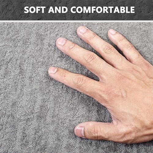 Grey Bathroom Rugs Non Slip Washable Quick Dry Ultra Thin Bath Mat Bathroom Rugs Fit Under Door Low Profile Bath Mat, 17" × 32" - color: Grey, size: Medium(17"x 32")