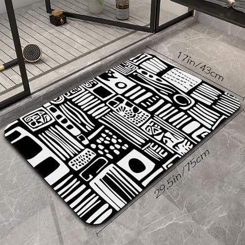 African Motifs Bathroom Rugs Mat, Super Absorbent Quick Drying Floor Mat for Bathroom Entryway 17"x30" - color: African Motifs