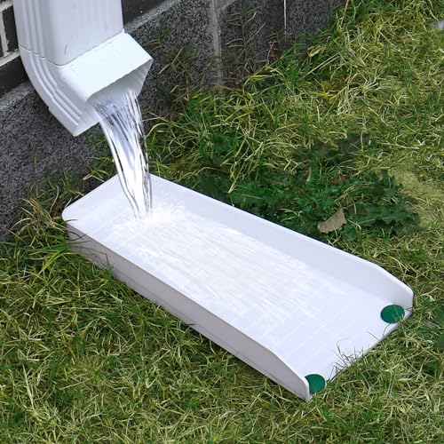 Rain-Gutter Downspout Splash Block - Gutter Downspout Extensions for Rainwater Drainage, Lader Downwards Design, 16" Fixable Downspout Extender with 8 Fixing PP Nails (4, White) - color: White, size: 4Pack
