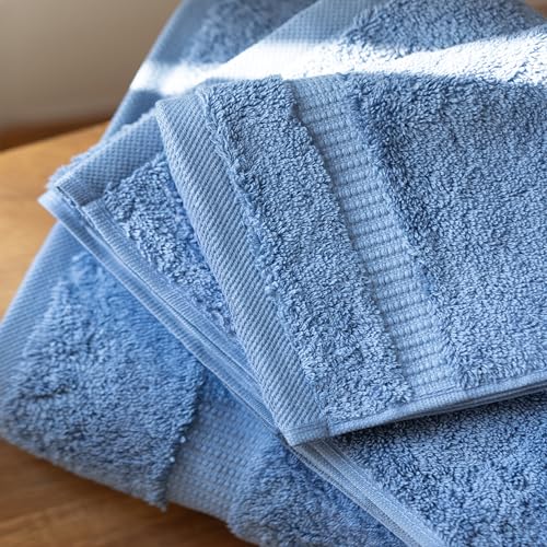 SALBAKOS 100% Turkish Cotton 6-Piece Towel Set | Premium Quality Hotel & Spa Collection | Ultra Soft, Super Absorbent 2 Washcloth, 2 Hand, 2 Bath Towels Sets | Made in Turkey (Blue, 6 Piece Towel Set) - color: Blue, size: 6 Piece Towel Set