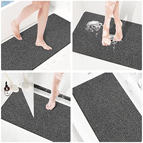 Shower Mat Bathtub Mat Non-Slip,47x16 inch, Soft Tub Mat with Drain,PVC Loofah Bath Mat (Phthalate Free) for Tub and Bathroom,Quick Drying,Black - color: Black, size: 47" x 16" (Rectangular)