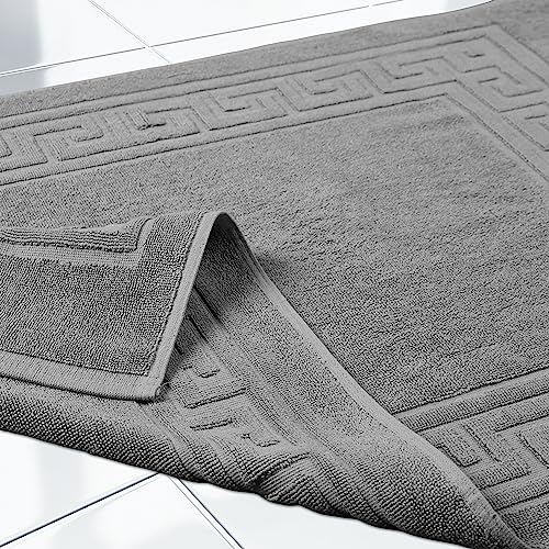 Superior Heavyweight Cotton Bath Mats, Bath Rugs For Bathroom Accessories, Washable Rug For Shower, Bath, Toilet, Modern Decor, No Backing, Luxury Hotel And Spa Quality, Set of 2, 22" x 35", Silver - color: Silver, size: 22" x 35" (Set of 2)