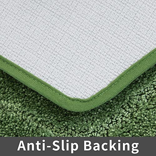 COSY HOMEER Extra Thick Bath Rugs for Bathroom - Anti-Slip Bath Linen Set Mats Soft Plush Yarn Shaggy 100% Strong Polyester Living Room Bedroom Mat Water Absorbent(Green,24x36 - Inches) - color: Green, size: 2' x 3' (Oval)