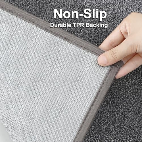 Black Bathroom Rugs Sets 2 Piece, Extra Soft and Absorbent, Non Slip Thick Bath Mats, Machine Washable Bath Mat Set for Bathroom (20" x 32" Plus 16" x 24", Black) - color: Black