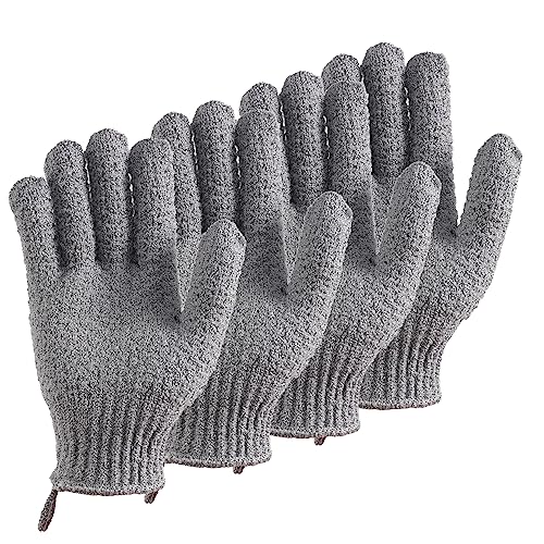 Bath Exfoliating Gloves - 2 Pairs of Lengthened and Large Scrubbing Gloves for Shower, Spa, and Massage - Perfect for Exfoliating Body, Face, Hands, and Feet(2 paris gary) - color: 2 pairs gray