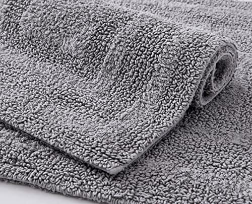 Eddie Bauer - Bathroom Rug, 100% Soft Plush Tufted Cotton Runner Rug, Highly Absorbent, Quick-Dry, and Skid-Resistant Backing (Logan Chrome Grey, 22" x 60") - color: Chrome Grey, style: 22" x 60"