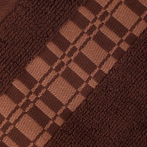 Superior 3-Piece Cotton Towel Set, Geometric Design, Dobby Border, Plush Quick Dry Towels, Decorative Bathroom, Spa, Includes 1 Bath, 1 Hand, 1 Face Towel/Washcloth, Larissa Collection, Chocolate - color: Chocolate, size: 3 Piece Towel Set