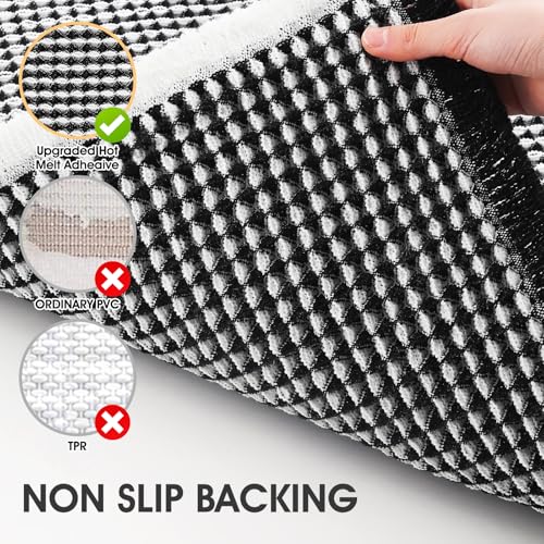 IM HOME Waffle Bath Mat Black & Cream 24"x17",Boho Woven Modern Bath Mat Rugs, Absorbent Non Slip Bathroom Rugs, Soft Washable Bath Rugs with Tassels for Bedroom, Kitchen, Shower, Tub - color: Black & Cream, size: 1'5" x 2' (Rectangular)