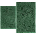 BOANKODU Bathroom Rugs Sets 2 Piece, Extra Soft Chenille Bath Mat Absorbent Bathroom Rug, Bathroom Mat with PVC Non-Slip Bottom, Machine Washable Bath Rugs (32x20 Inch + 24x16 Inch, Dark Green) - color: Dark Green, size: 16" x 24" + 20" x 32" (Rectangular